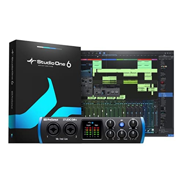 PreSonus Studio 24c 2x2, 192 kHz, USB-C Audio Interface, 2 Mic Pres-2 Line